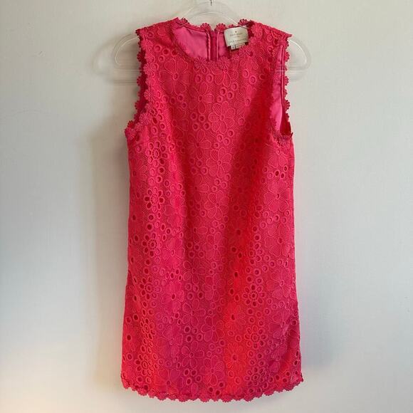 Kate Spade Shore Thing Lace Shift Dress in Peach Sherbet Size 8 Eyelet Lace - Picture 1 of 10